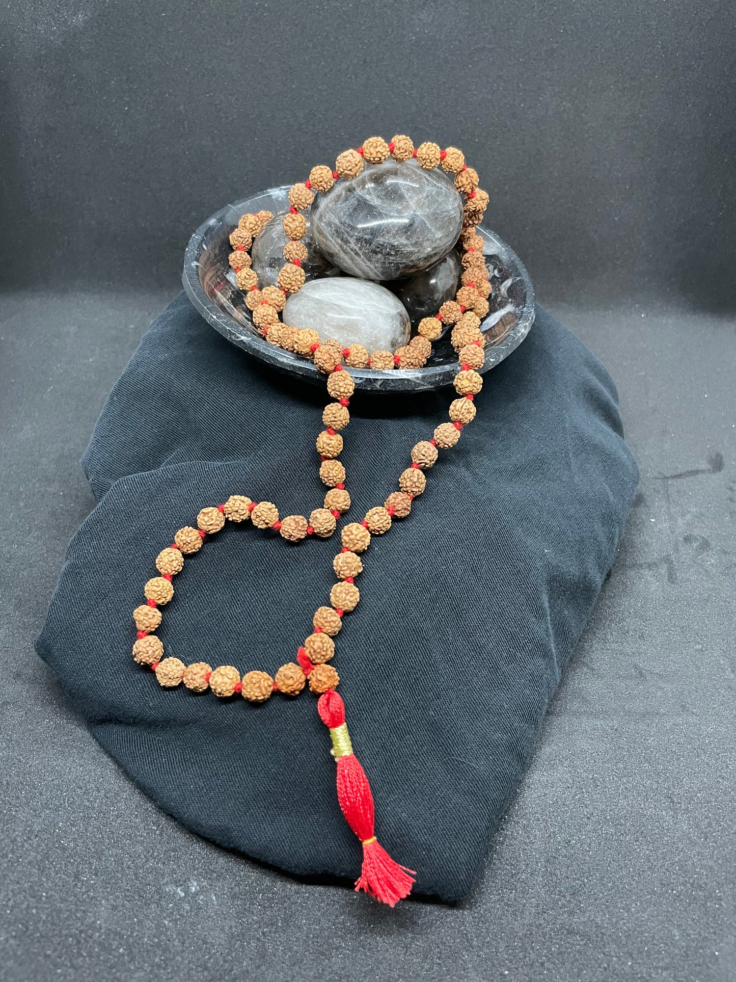 Natural Rudraksha Mala Prayer Necklace - 108 Beads